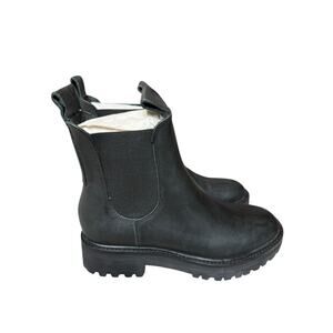 Everlane The Lug Chelsea Boot Black Leather Ankle Boots Lug Sole Size 7